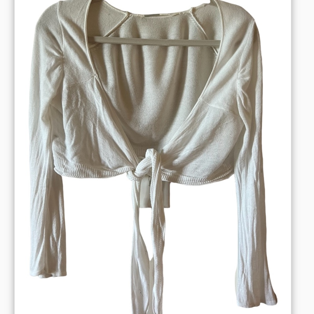 Athleta cropped tie front cardigan